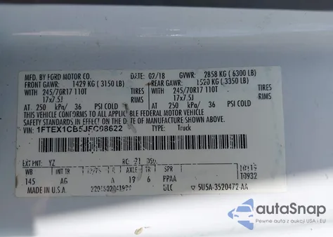 2018 Ford F-150 Xl from USA, damaged, VIN 1FTEX1CB5JFC08622